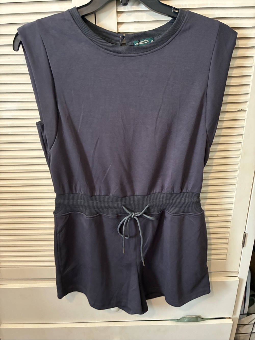 Sleeveless Drawstring Romper in Charcoal Gray